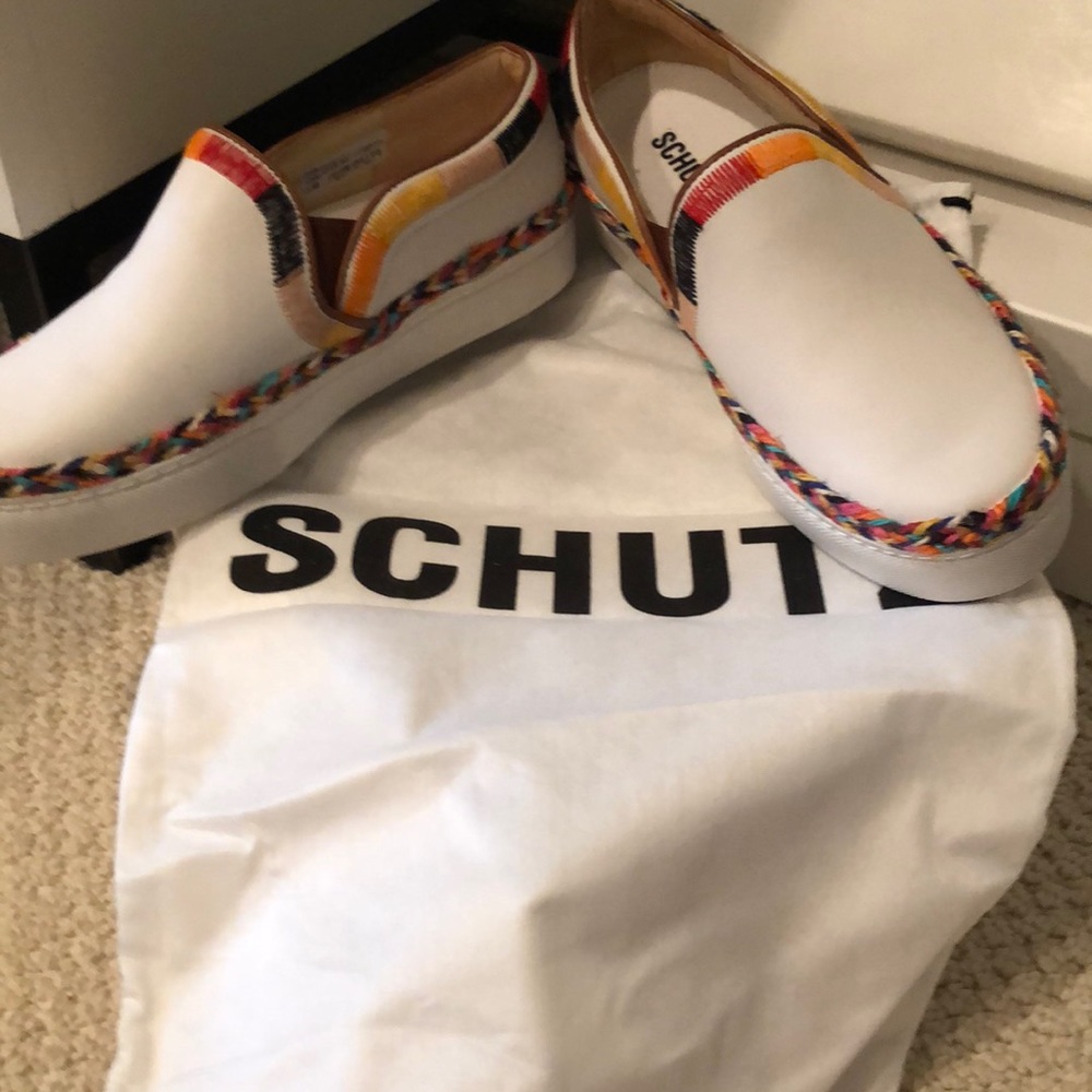 Schutz embroidered leather loafer sneakers